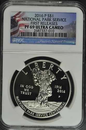 2016年 P 100周年記念 国立公園局 プルーフ シルバー $1 NGC PF69 初公開