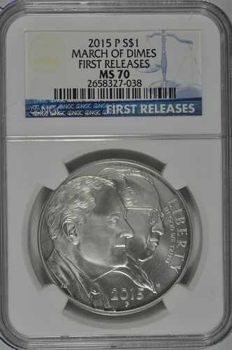 2015年 P マーチ・オブ・ダイムズ 未流通銀貨 NGC MS70 初版