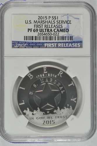 2015年 P マーシャル シルバー ドル $1 NGC PF69 初版