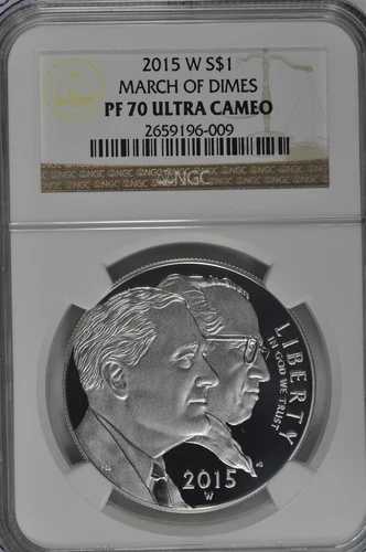 2015年 W マーチ・オブ・ダイムズ プルーフ銀貨 NGC PF70 UC ブラウンラベル