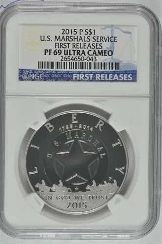 2015年 P マーシャル シルバー ドル $1 NGC PF69 初版 56,100円