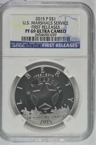 2015年 P マーシャル シルバー ドル $1 NGC PF69 初版