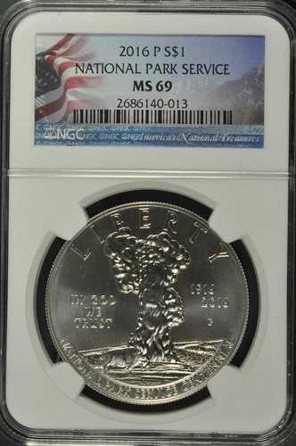 2016年 国立公園局100周年記念 未流通銀貨 NGC MS69