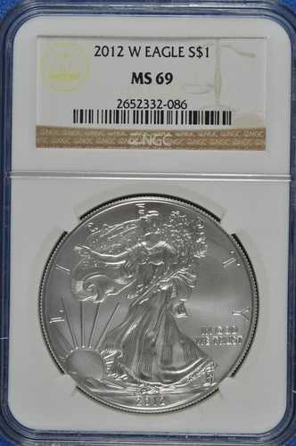 2012年 W バーニッシュド 1ドル シルバー イーグル NGC MS 69 (ブラウンラベル)