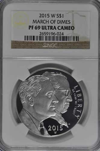 2015年 W マーチ・オブ・ダイムズ プルーフ銀貨 NGC PF69 UC ブラウンラベル