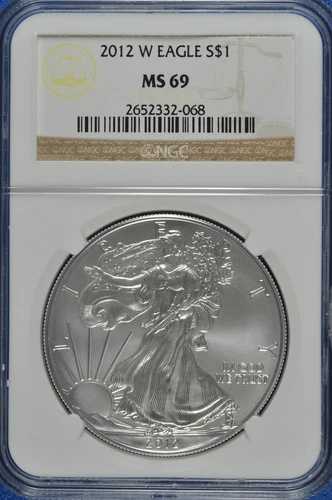 2012年 W バーニッシュド 1ドル シルバー イーグル NGC MS 69 (ブラウンラベル) 56,100円