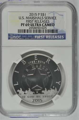 2015年 P マーシャル シルバー ドル $1 NGC PF69 初版