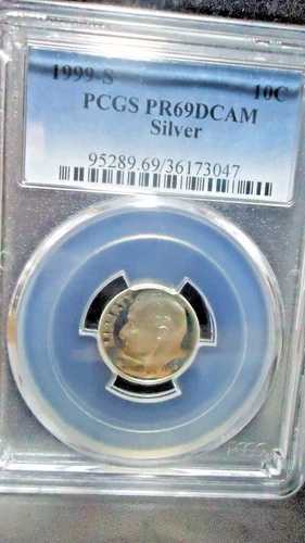 1999-S ルーズベルト ダイム (10セント) PCGS PR69DCAM 90% シルバー