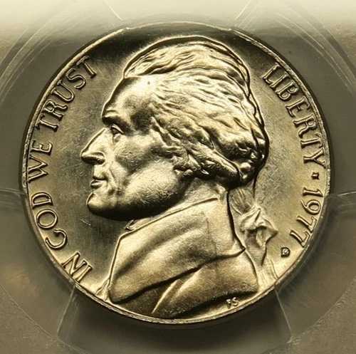 1977年 D ジェファーソン ニッケル PCGS MS65、送料無料