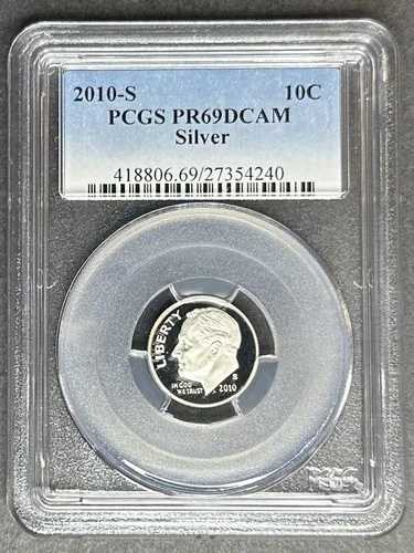 2010-S シルバー プルーフ ルーズベルト ダイム PCGS PR-69 DCAM、3 点購入で 5 ドル割引!!