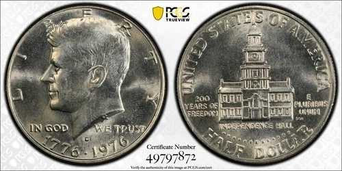 1976年 Dクラッド ケネディ ハーフダラー PCGS MS63