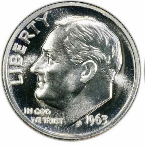 ローズベルト ダイム シルバー プルーフ ロット 1963 PR67 PCGS 鑑定済み 90% シルバー ダイム 10セント