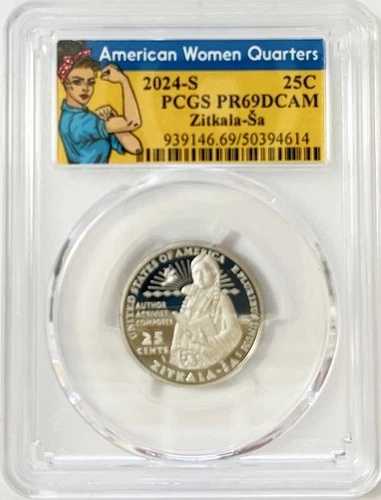 2024年 S クラッド プルーフ アメリカン・ウィメンズ Qtr. Zitkala-Sa PCGS PR 69 DCAM Rosie ラベル