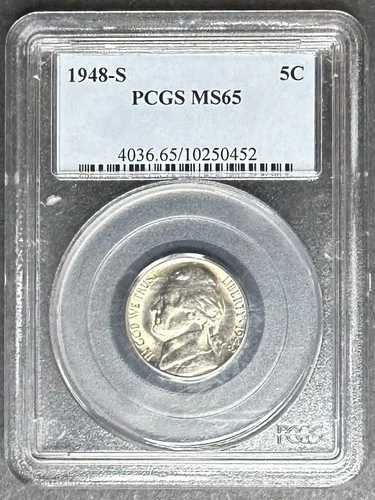 1948-S ジェファーソン ニッケル PCGS MS-65、3 点購入で 5 ドル割引!!