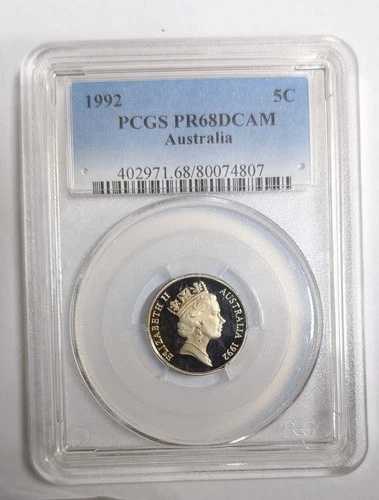 1992年 オーストラリア PCGS PR68 5セント硬貨（ケース入り）（#C7401） 28,490円