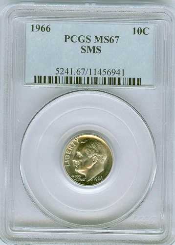 1966年SMSルーズベルトダイム PCGS SP67、MS67。送料無料 #6941
