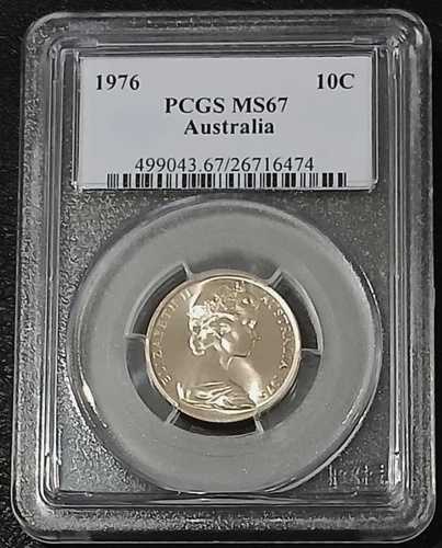 1976年オーストラリア10セント硬貨 - PCGSグレードMS67