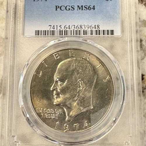 1974年 1ドル アイゼンハワー PCGS MS64 ***ゴージャスな両面トナーコイン***