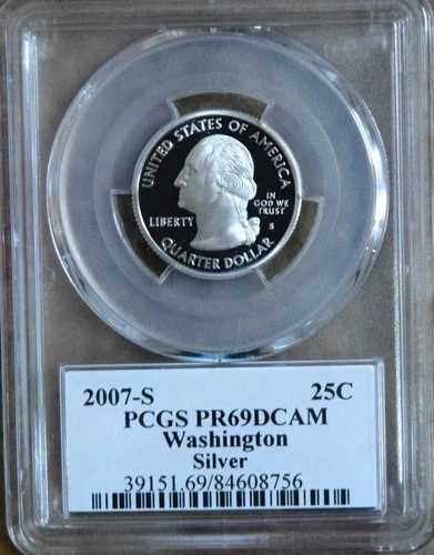 2007 S PCGS PR69DCAM ワシントン シルバー クォーター コレクターズアイテム 誕生日プレゼントに最適