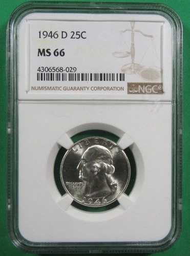 1946-D 25セント NGC MS66。驚くほど美しい輝き。強い光沢！ (825219)