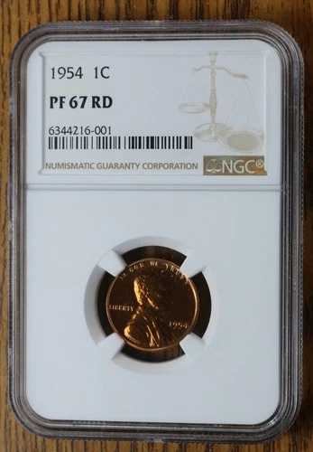 1954年プルーフリンカーンセント、NGC PF 67 RD評価