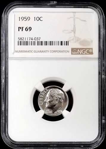 1959 年プルーフ �
2000
��ーズベルト ダイム、NGC で PF 69 と評価されました。