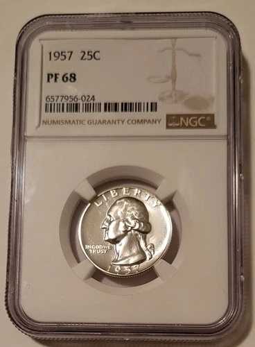 1957年ワシントンクォータープルーフPF68 NGC