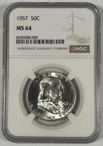 1957年 フランクリン 1/2ドルコイン NGC MS 64- 30,030円