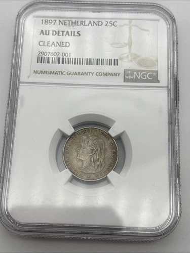 1897年オランダ25セントNGC AU詳細銀貨