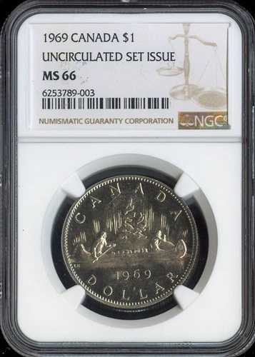 1969年カナダドル 1ドル NGC MS66 UNC セット - 品質