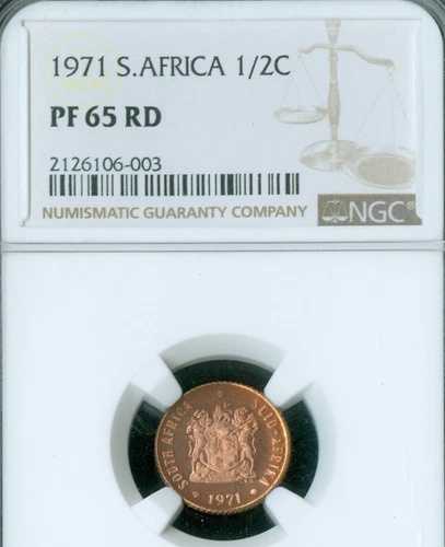 1971年 南アフリカ 1/2セント NGC PF65 RD PQ *