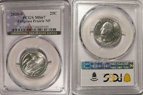 2020年 S トールグラス・プレーリー NP クォーター 25セント PCGS MS67