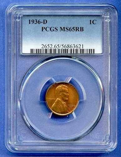 1936 D PCGS MS65RB リンカーンセント 1セント ウィートペニー レッドブラウン 米国造幣局 1936-D MS-65 RB