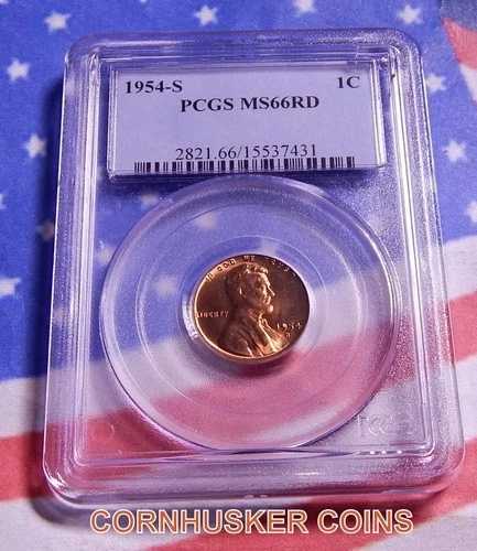 1954年 リンカーン ウィートセント PCGS MS 65 RD ~ ブリリアント ~ 送料無料