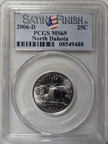 2006-D 25C PCGS MS69 - クラッドサテン仕上げノースダコタクォーター