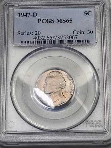 1947-D ジェファーソン ニッケル PCGS MS-65