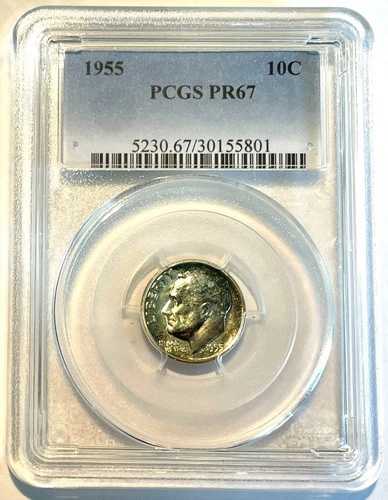 1955年 ルーズベルト シルバーダイム PR67 PCGS トーン