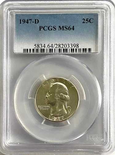 1947?D ワシントン クォーター 90% シルバー デンバー PCGS MS64