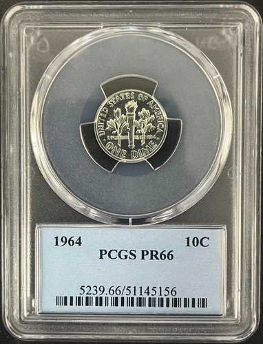 1964年 PCGS PR 66 ルーズベルト銀貨 10セント フランクリン・ルーズベルト・ラベル