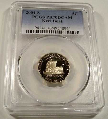 2004-S 5c PCGS PR70DCAM ジェファーソン キールボート ニッケル プルーフ ディープカメオ PR 70 DC