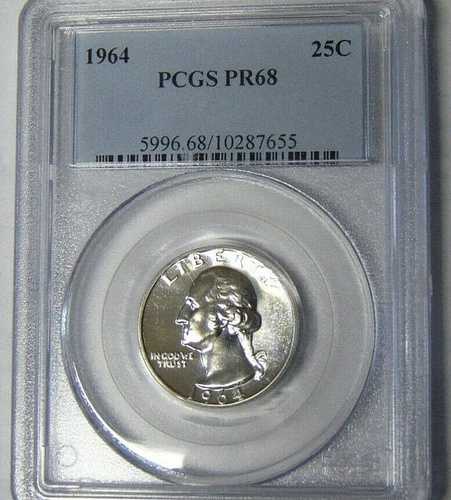 PCGS PR68 1964年ワシントンシルバークォーター 27,335円