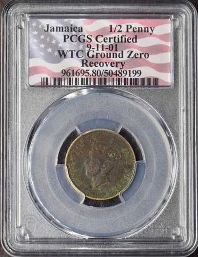1950年 ジャマイカ ハーフペニー 9/11 WTC グラウンドゼロ 回収 PCGS ?COINGIANTS?