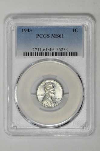 1943年 1セント リンカーン・スチール ウィート・セント PCGS MS 61