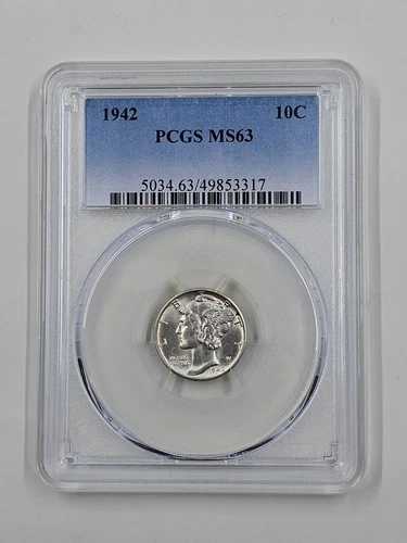 1942年 10セント PCGS MS63 マーキュリーダイム