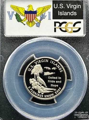2009-S 米領バージン諸島 25セント PCGS PR 70 ディープカメオ