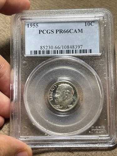 1955年 カメオ プルーフ ルーズベルト ダイム PCGS PR66 CAM