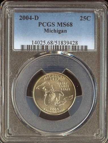2004-D ミシガン クォーター PCGS MS68 品質