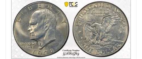 1978年 D・アイク・アイゼンハワー 1ドル PCGS MS64 トゥルービュー 美しい仕上げ トーン