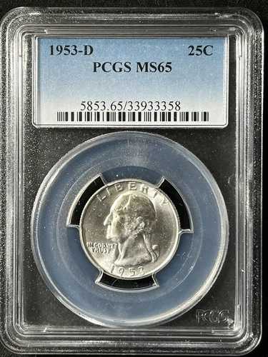 1953-D 25セント ワシントン クォータードル PCGS MS65 33933358