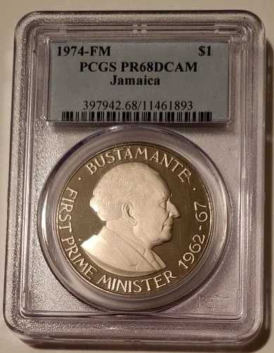 ジャマイカ 1974年 FMドル ブスタマンテ プルーフ PR68 DCAM PCGS 低鋳造